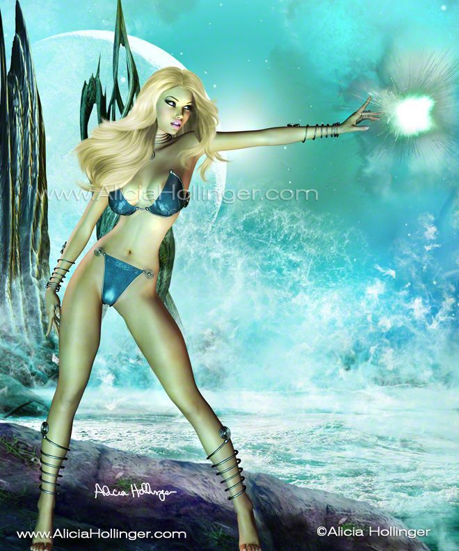 Atlantis-Pin-Up-by-Alicia-Hollinger - Sci-fi, Fantasy and Girlicious Pin-Up Art by Alicia Hollinger, http://www.AliciaHollinger.com FB: http://www.facebook.com/AliciaHollingerArt Twitter: @AliciaHollinger